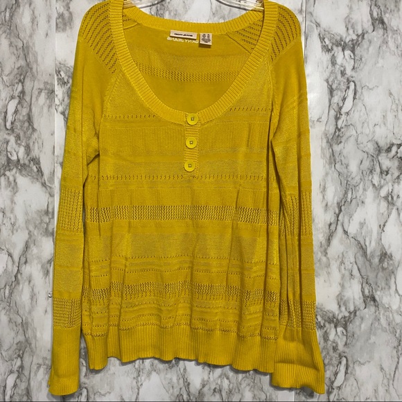 Dkny Tops - DKNY Mustard Yellow long sleeve knit top